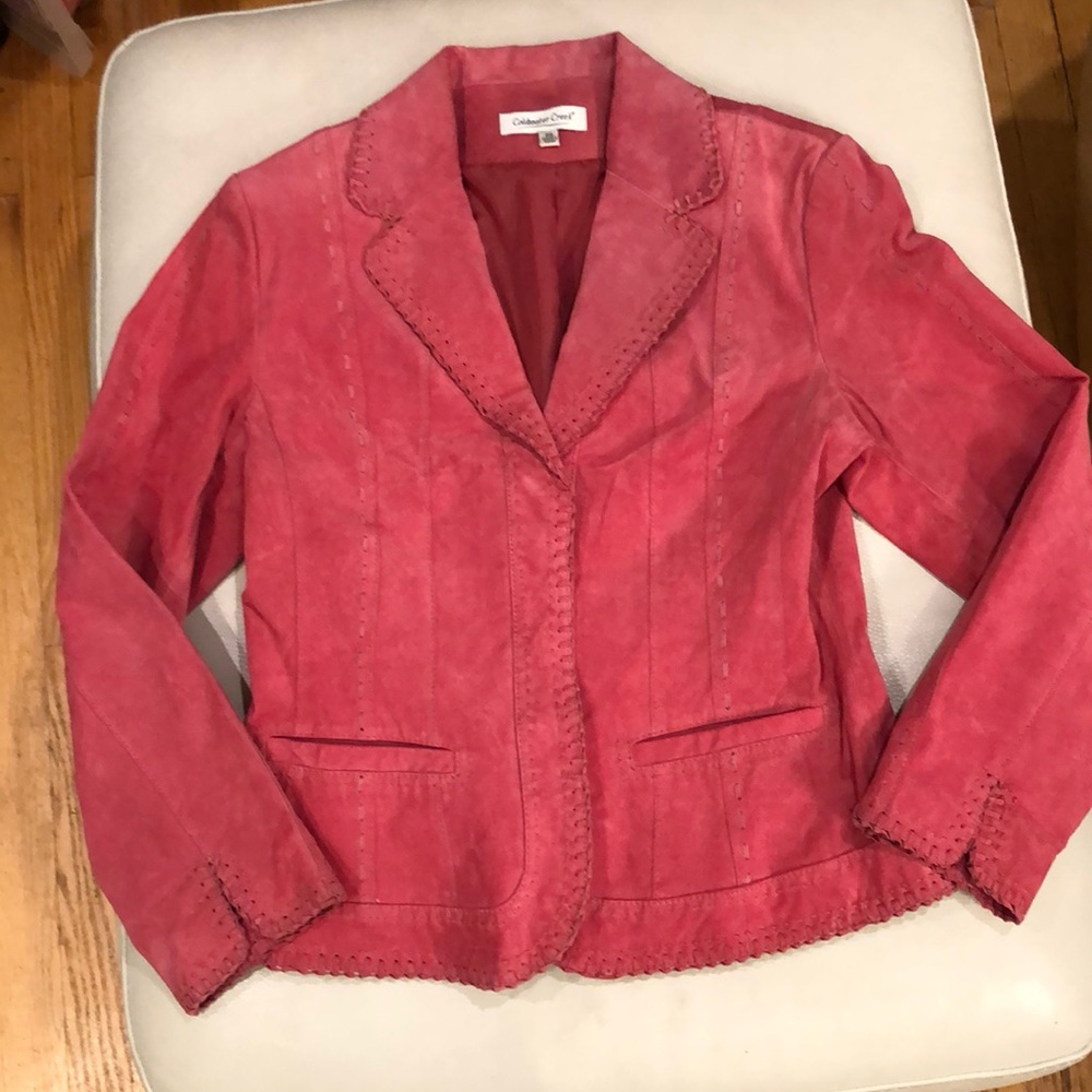 Coldwater Creek pink leather blazer